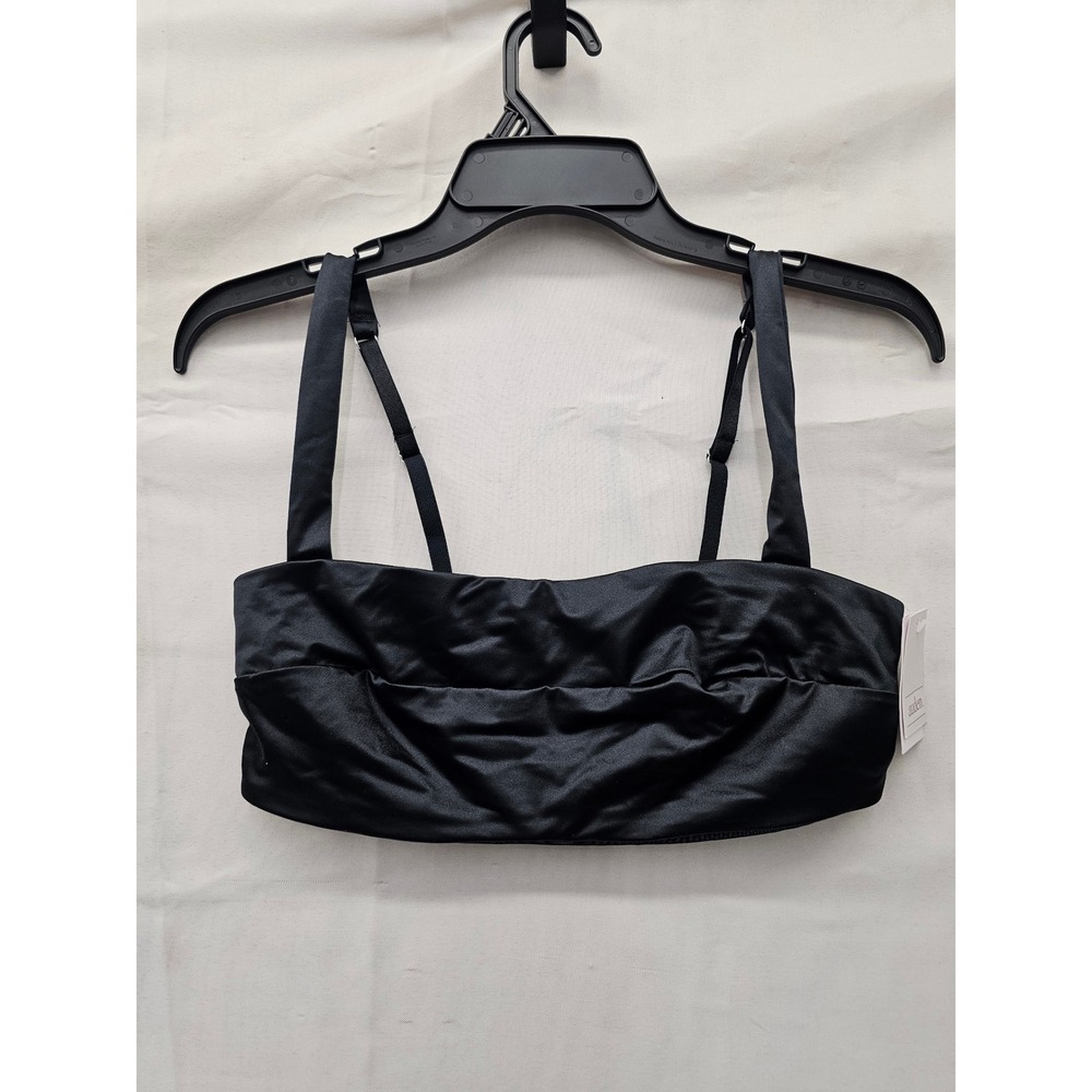 Auden Womens Satin Spaghetti Strap Bralette Black Nylon Blend Size Medium